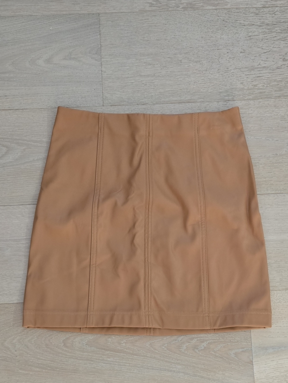 Tan Faux Leather Mini Skirt